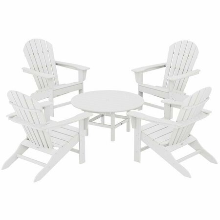 POLYWOOD South Beach 5-Piece White Patio Set with 4 Adirondack Chairs 633PWS1051WH